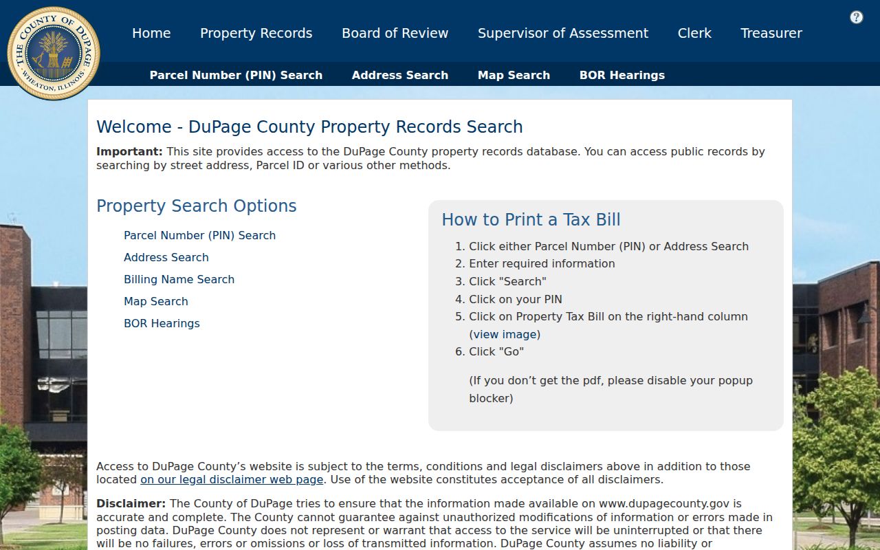 DuPage County property records home used for Lisle parcel research
