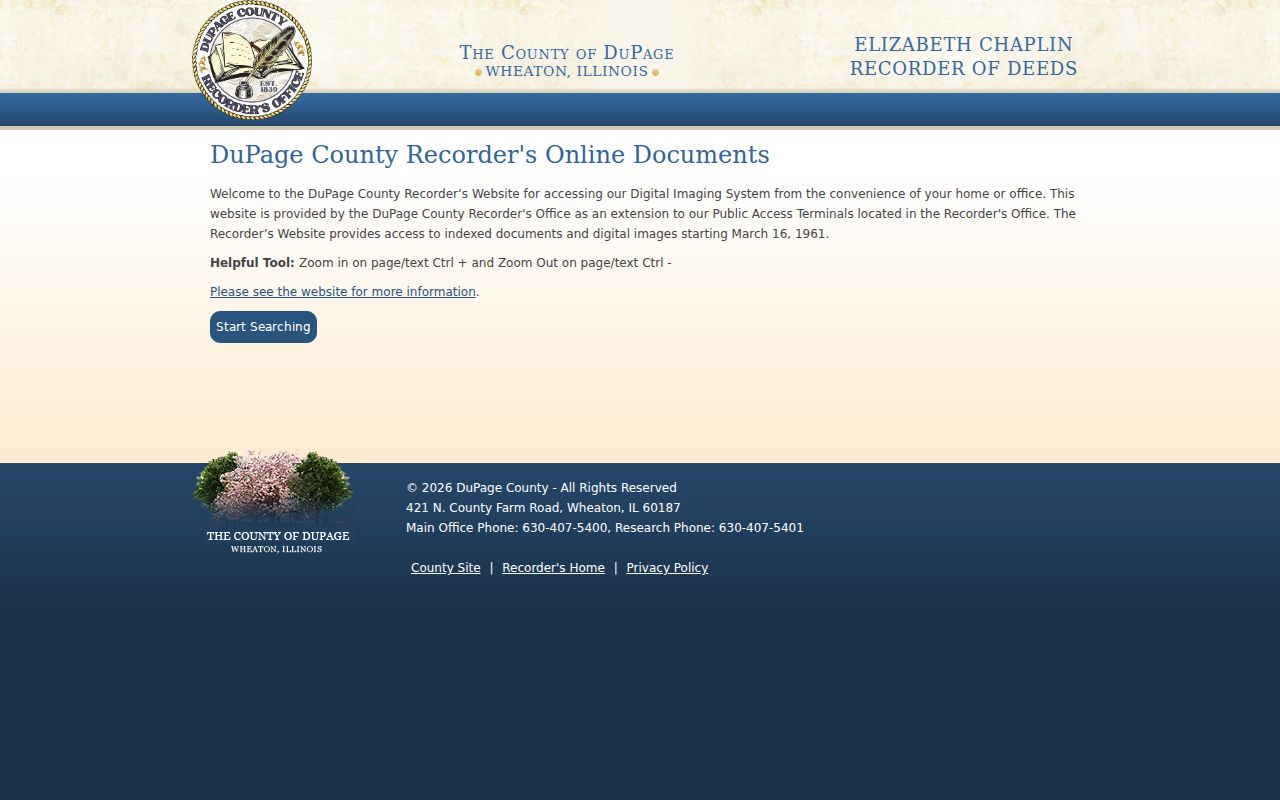 DuPage Recorder online document portal for Lisle deed research