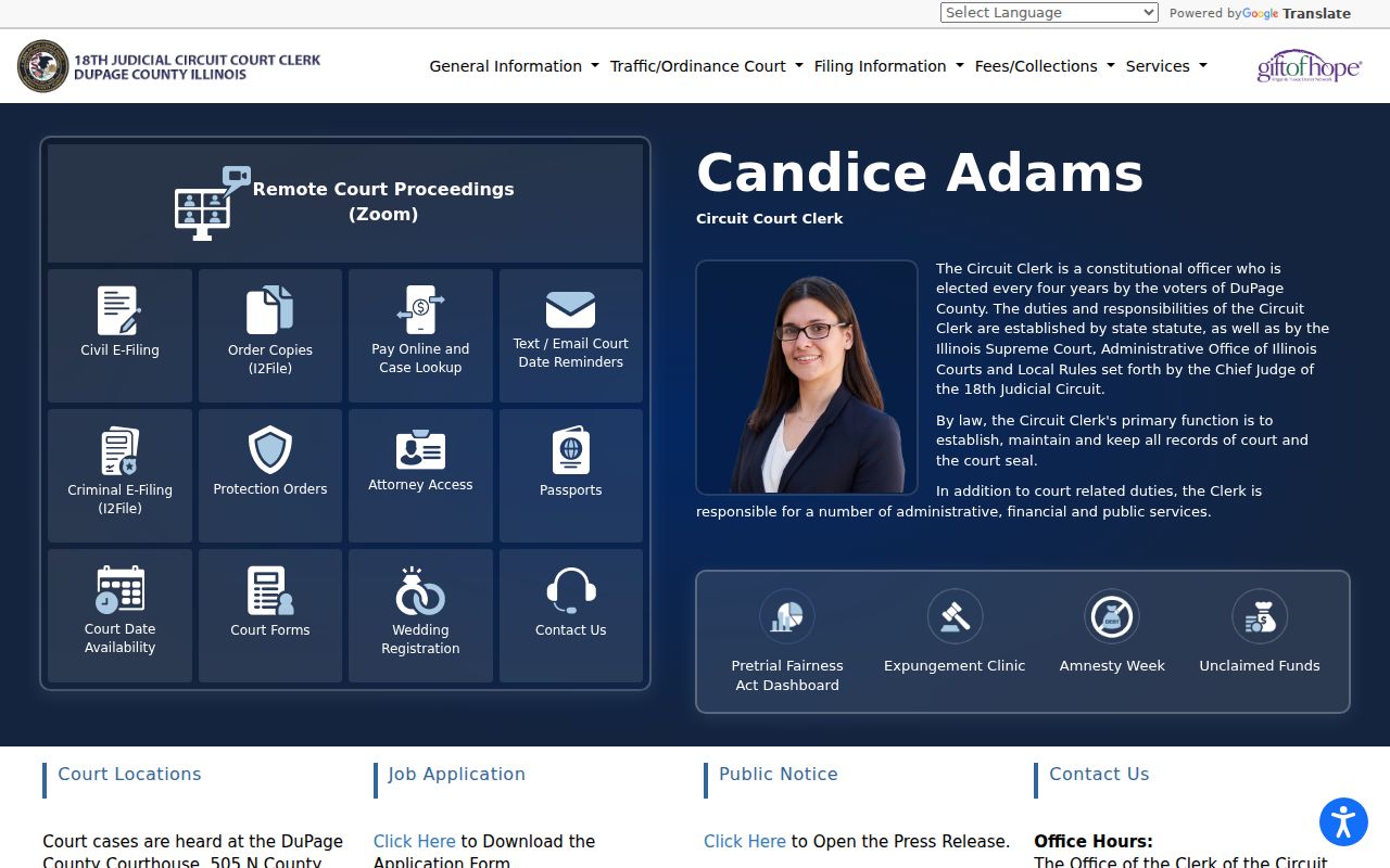 DuPage Circuit Clerk official website for Lisle court records