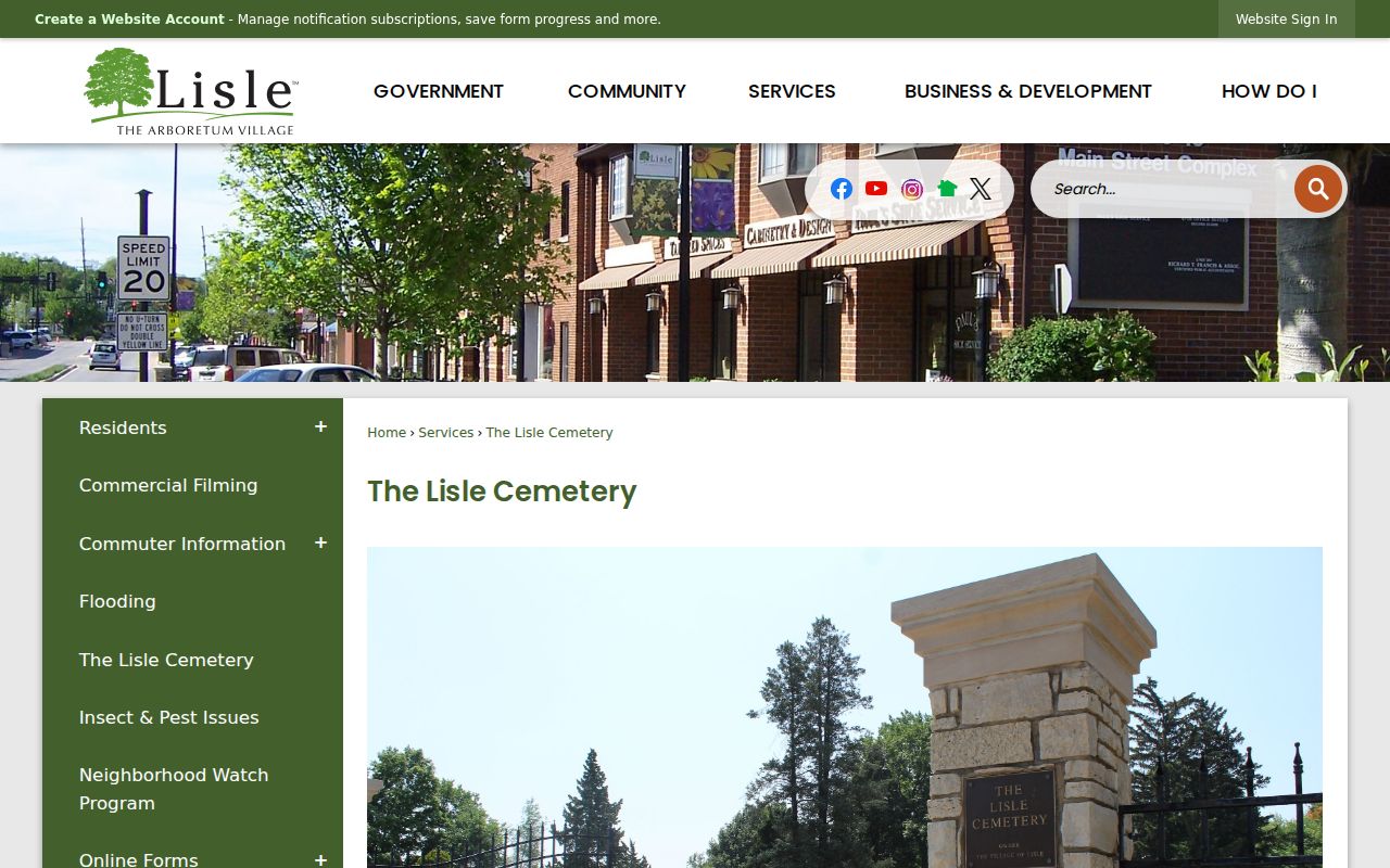 Official Lisle Cemetery history for previous resident genealogy