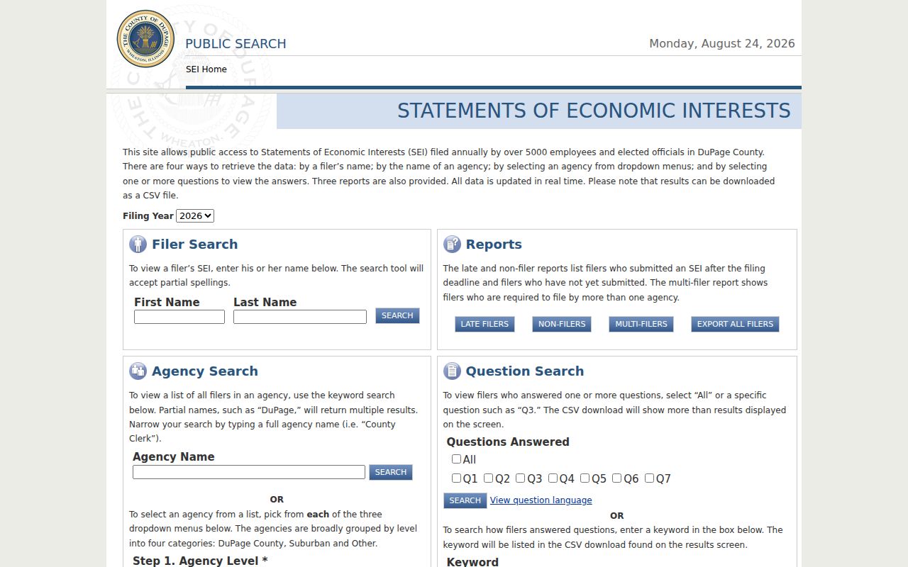 Lisle resident lookup through DuPage economic interest filings